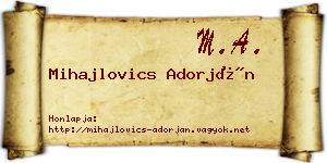 Mihajlovics Adorján névjegykártya